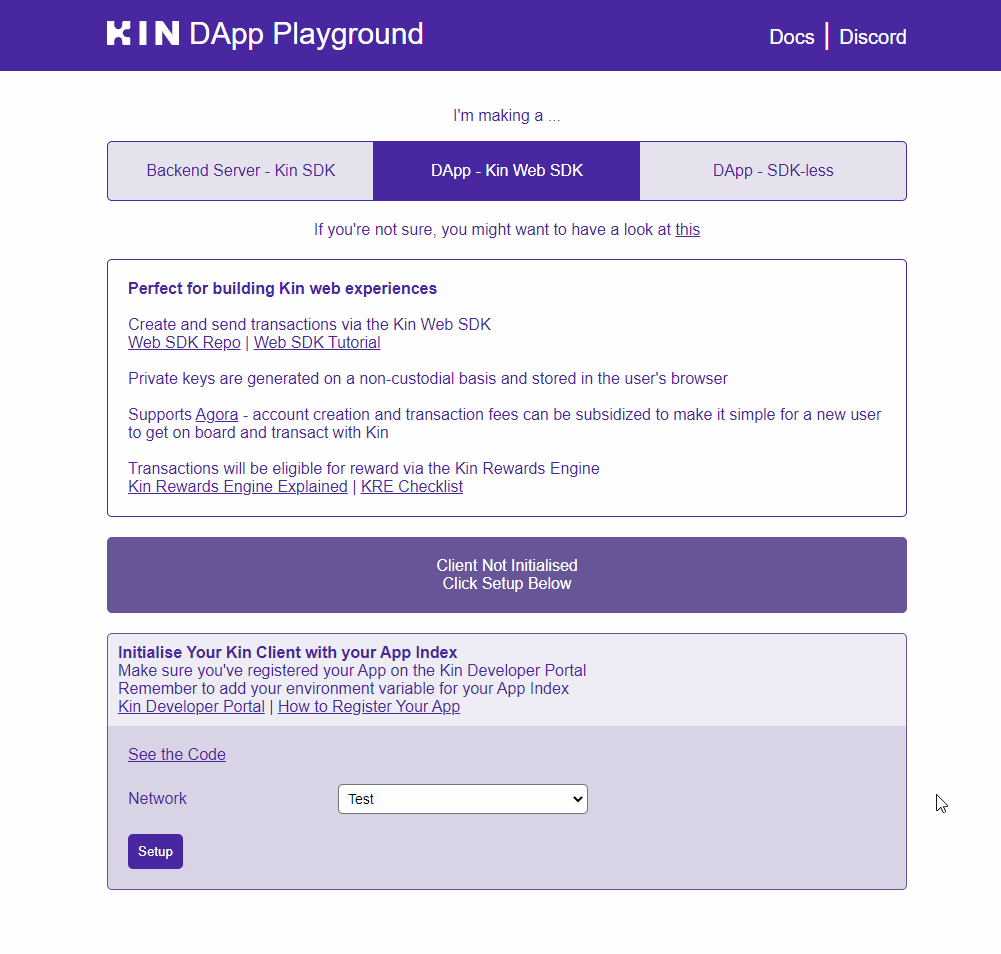 Kin DApp Playground
